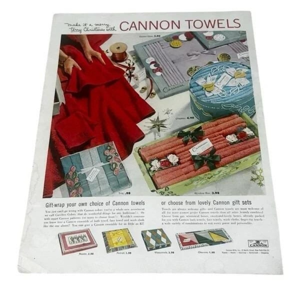 1954 Cannon Towels Make It a Merry Terry Original Vintage Print